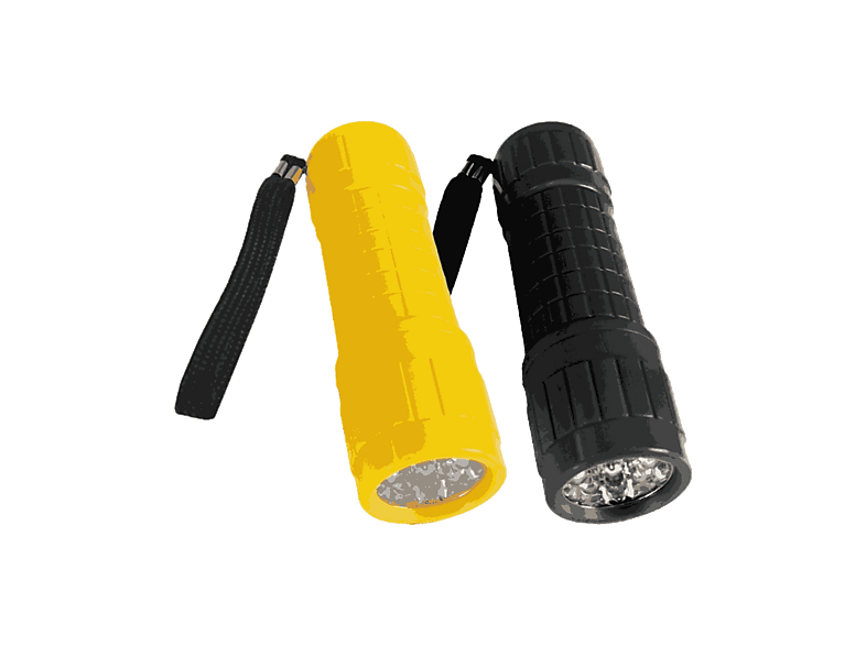 Panda TC-65YL 2 unidades 9 LEDs 60 lúmenes Alcance 5 metros Pilas AAA Amarillo y Negro