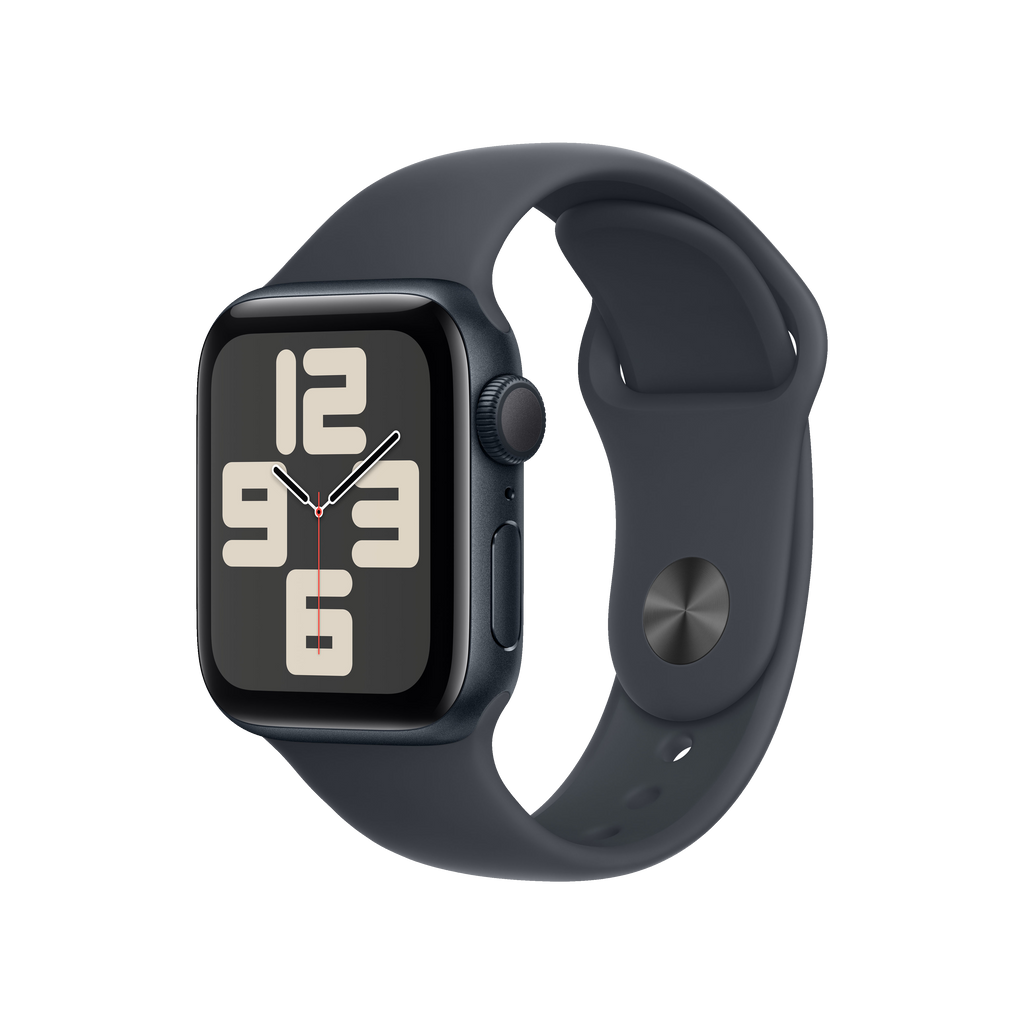 Apple Watch SE (2024) GPS + Cellular 44 mm Caja de aluminio Medianoche Vidrio delantero Ion-X Correa deportiva Medianoche Talla S/M