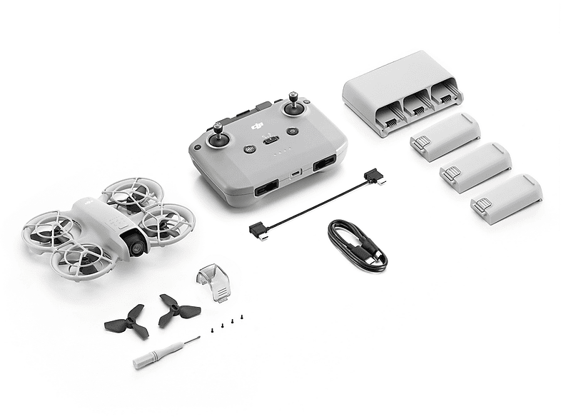 DJI Neo Fly More Combo 3 baterías Control remoto DJI RC-N3 12 megapixel Autonomía 18min Seguimiento de objetivos por IA Vídeo 4K Blanco