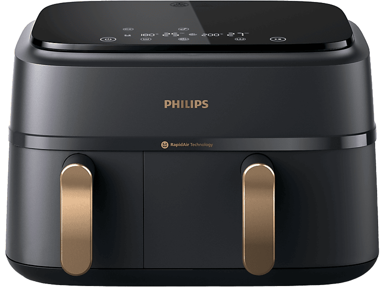 Philips Airfryer NA352/00 Doble cesta 6 L y 3 L 2.750 W Tecnología Exclusiva RApidAir Negro y dorado