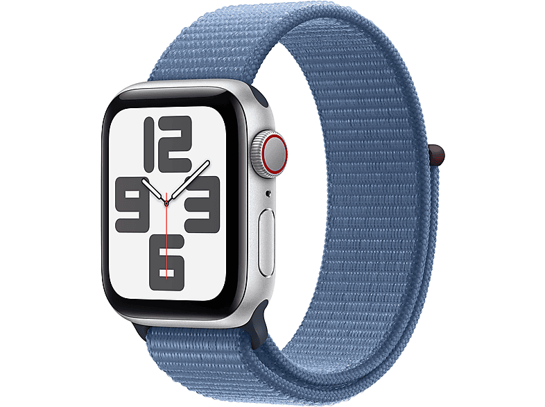 APPLE Watch SE (2023) GPS+CELL 40 mm Caja de aluminio plata Vidrio delantero Ion-X Correa Sport Loop azul invierno