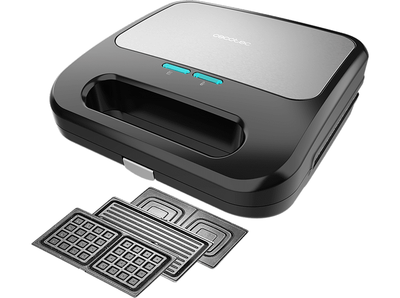 Cecotec Rock'nToast 3in1 Square 800 W 3 Placas intercambiables Antiadherente Apto lavavajillas Negro