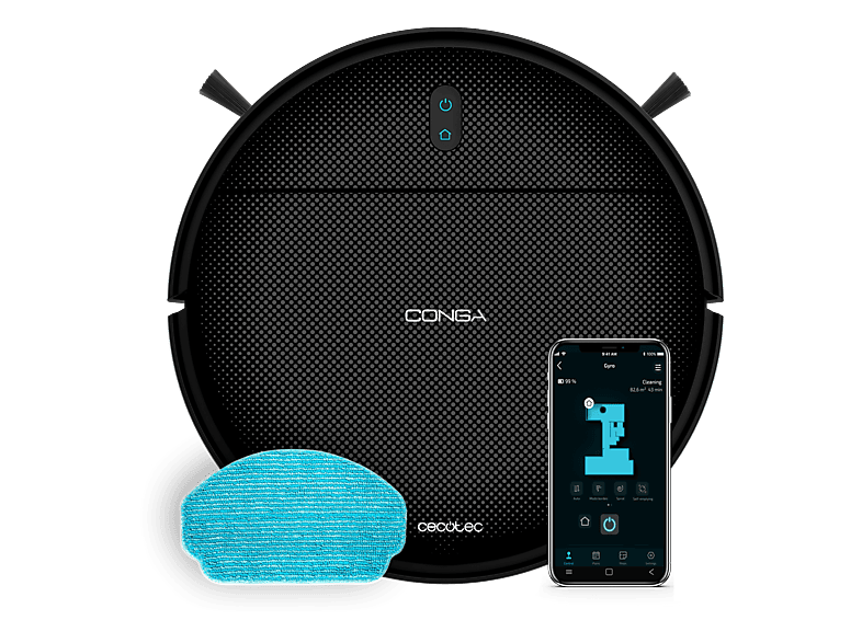 Cecotec Conga M10 120 m² Sin Enredos doble Cepillo Lateral Plan de Limpieza Personalizado Negro