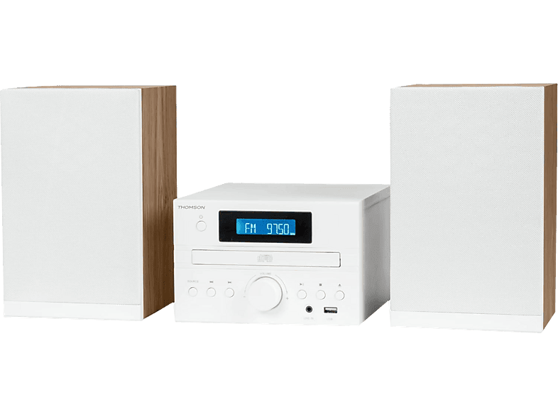 Thomson MIC121BT 50W Bluetooth Ecualizador Lector de CD Blanco madera