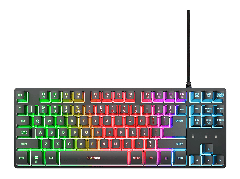 Trust GXT 833 Thado TKL,Teclas iluminadas Con Cable Negro