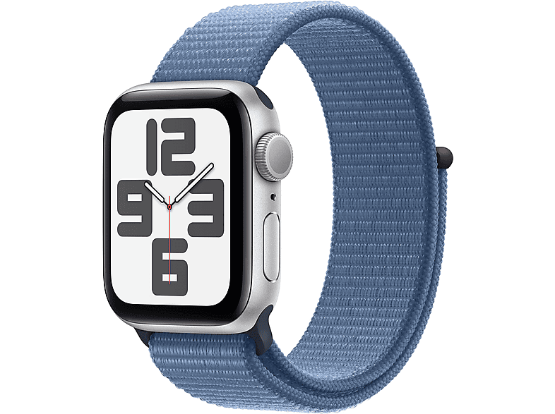 APPLE Watch SE (2023) GPS 40 mm Caja de aluminio plata Vidrio delantero Ion-X Correa Sport Loop azul invierno