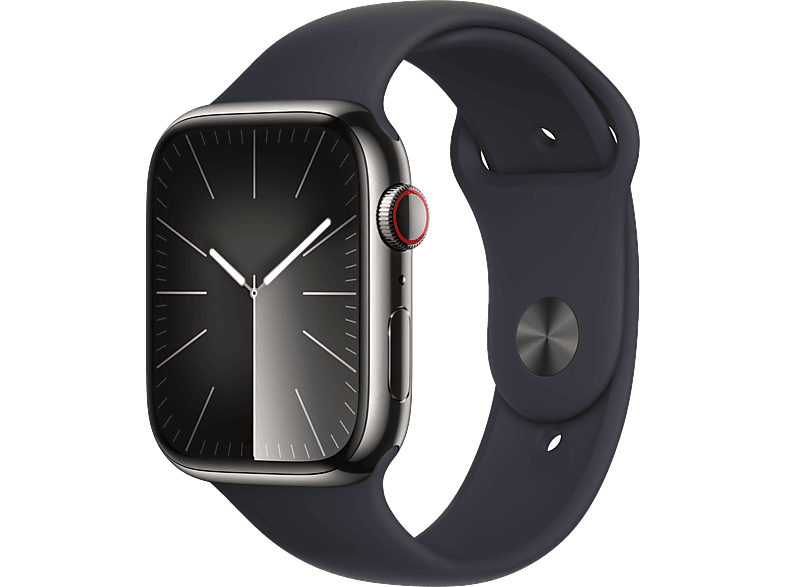 Apple Watch Series 9 (2023) GPS+CELL 45 mm Gesto de doble toque Caja de acero inoxidable grafito Correa deportiva medianoche Talla S/M