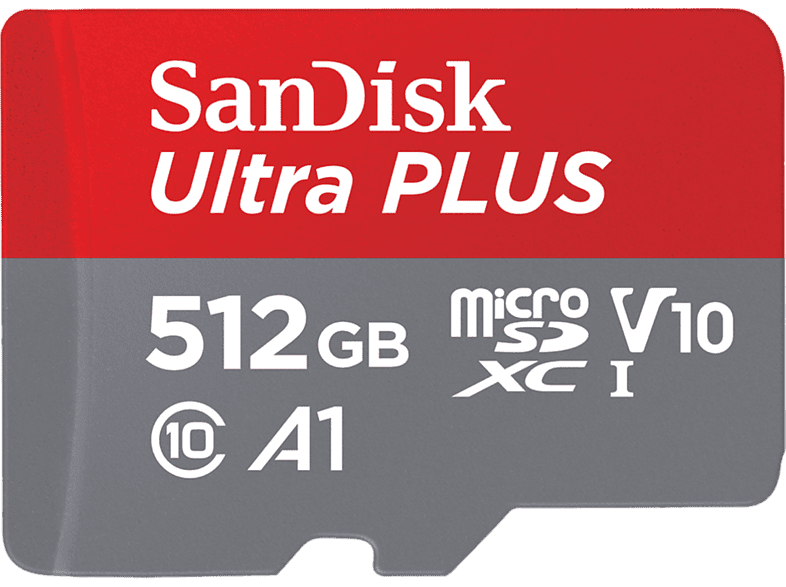 SanDisk Ultra PLUS 512GB 160 MB/s UHS-I V10 A1 C10 Adaptador SD Multicolor