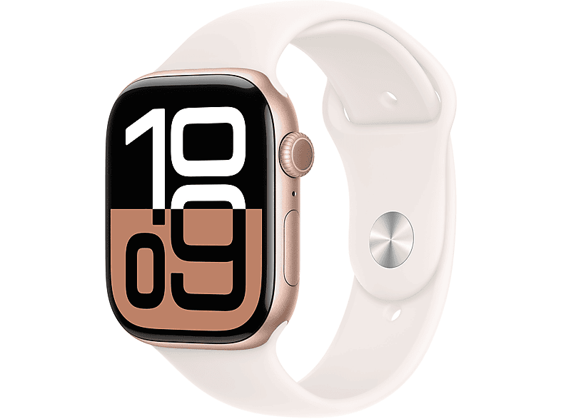 Apple Watch Series 10 (2024) GPS + Cellular 46 mm Gesto de doble toque Caja de aluminio Oro rosa Correa deportiva Rosa rubor Talla S/M