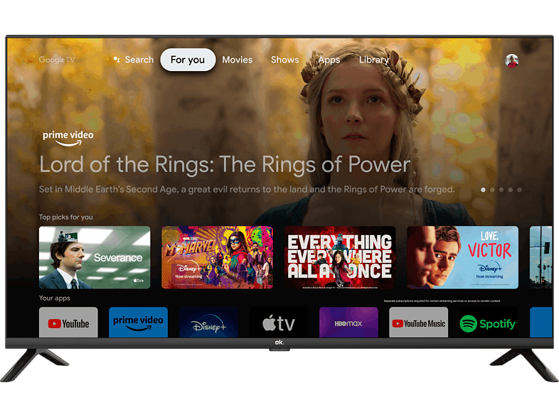 OK OTV 40GF-5023C Full HD Smart TV DVB-T2 (H.265) Netflix YouTube Google Play Timer Audio Dolby Bluetooth Negro