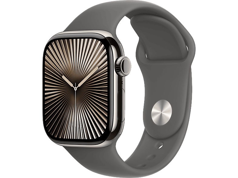 Apple Watch Series 10 (2024) GPS + Cellular 42 mm Gesto de doble toque Caja de titanio Natural Correa deportiva Gris piedra Talla M/L