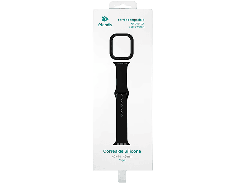 Friendly License FRSWB074 Incluye Protector de Pantalla Compatible con Apple Watch 42/44/45 Silicona Negro