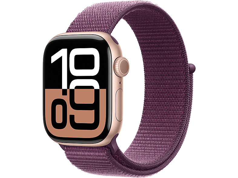 Apple Watch Series 10 (2024) GPS 42 mm Gesto de doble toque Caja de aluminio Oro rosa Correa Loop deportiva Ciruela