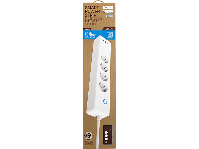Muvit IO MIOSTR002 4 tomas 3 USB Compatible Google Home y Alexa Wi-Fi Blanco