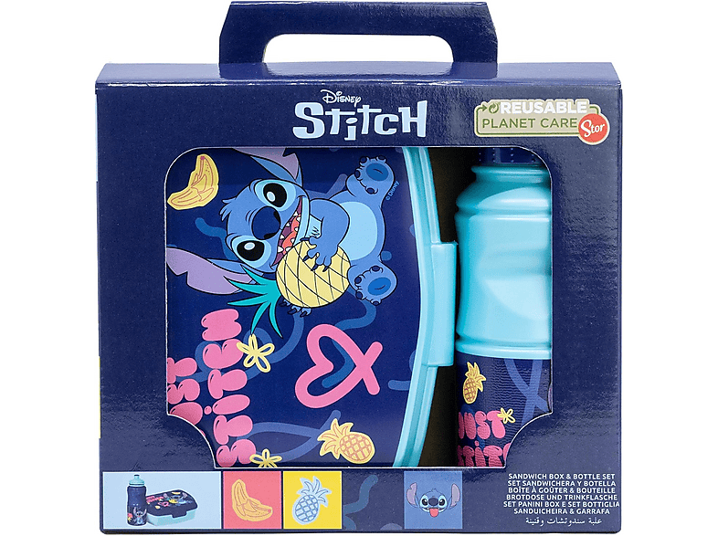 Sherwood Set de fiambrera rectangular y botella sport de Stitch 380 ml Plástico