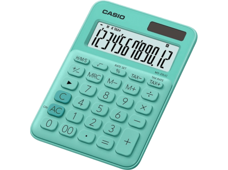 Casio MS-20 UC-GN Pantalla extra grande Cálculo de tasas Verde