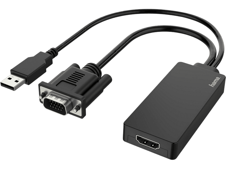 Hama 00200342 VGA+USB Plug - HDMI™ Socket Full HD 1080p Negro