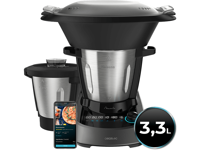Cecotec Mambo 11090 Habana 1600W 3.3 l 37 funciones Display táctil Báscula integrada Wi-Fi Negro