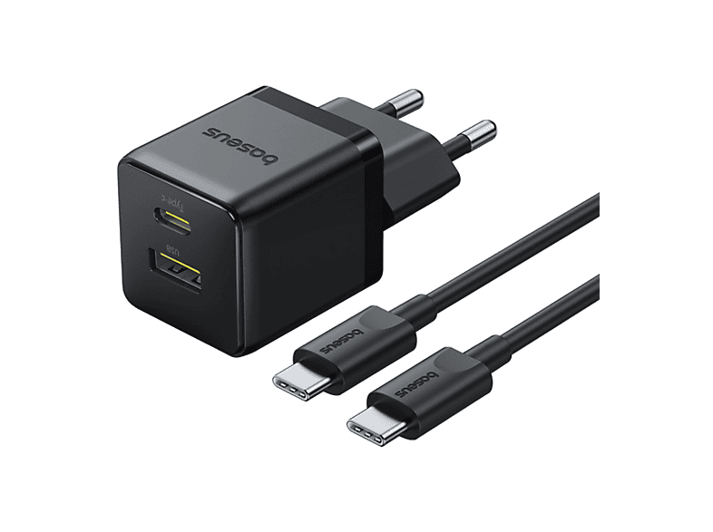 Baseus PALM 30W USB y Tipo-C Kit con cable Tipo-C de 100 cm Universal Negro