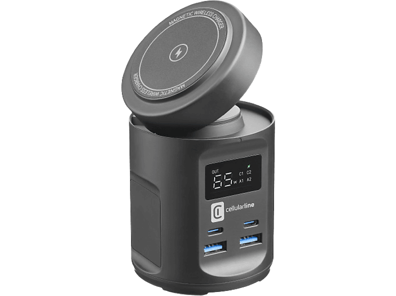 CellularLine MAG HUB Universal 4 puertos USB 64 W USB-C USB-A Negro