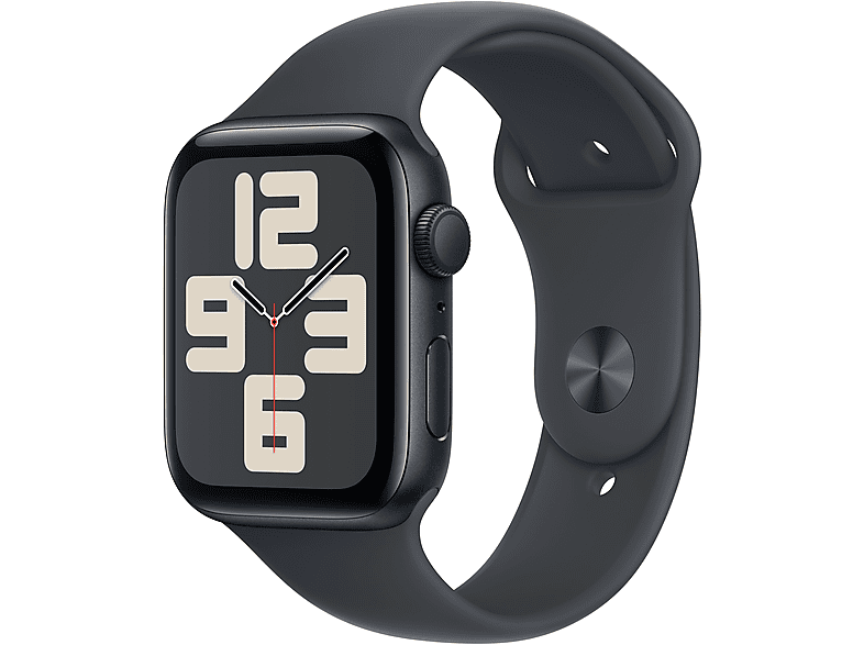 Apple Watch SE (2024) GPS 44 mm Caja de aluminio Medianoche Vidrio delantero Ion-X Correa deportiva Medianoche Talla S/M