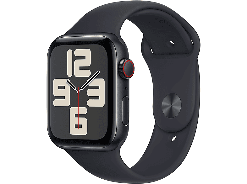 APPLE Watch SE (2023) GPS+CELL 44 mm Caja de aluminio medianoche Vidrio delantero Ion-X Talla S/M Correa deportiva medianoche