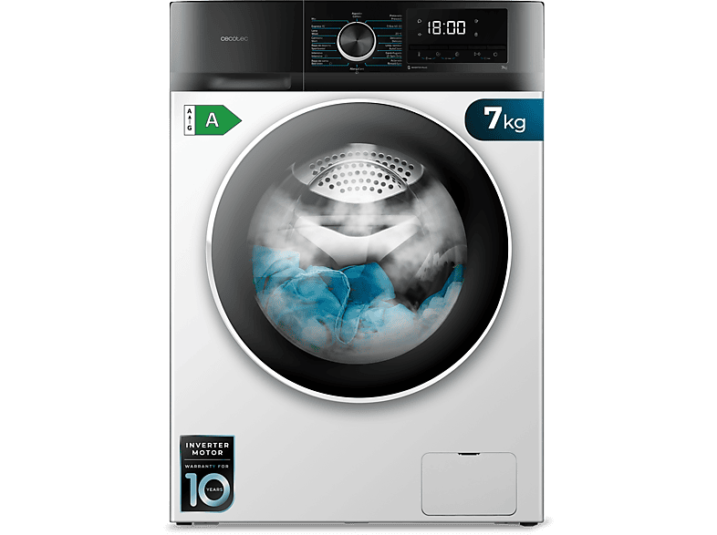 Cecotec Bolero DressCode 7500 Inverter A 7 kg 1400 rpm Motor Inverter Plus Lavado con vapor White