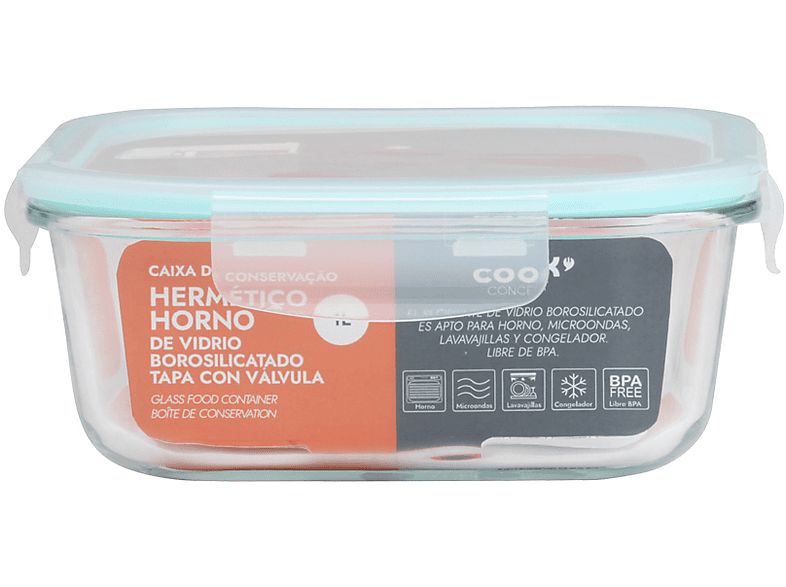 CMP Paris KAE1477 Vidrio borosilicatado 1 l Apto para horno microondas congelador y lavavajillas Azul y transparente