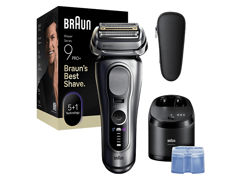 Braun Series 9 PRO+ Afeitadora Eléctrica 9667CC Pro SensoAdapt Centro de limpieza SmartCare 60 min autonomía Plata