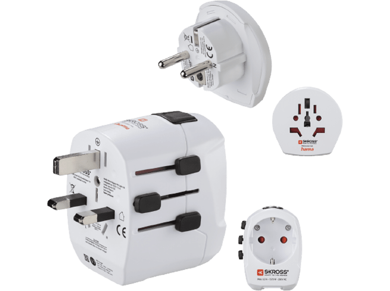 World to Europe Hama 2 entradas USB 250 V Compatible con hasta 200 países Blanco