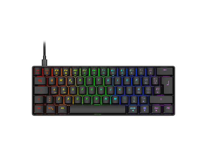 ISY IGK-5100-WT-ES Mini RGB Mecánico Cable Teclas iluminadas Negro