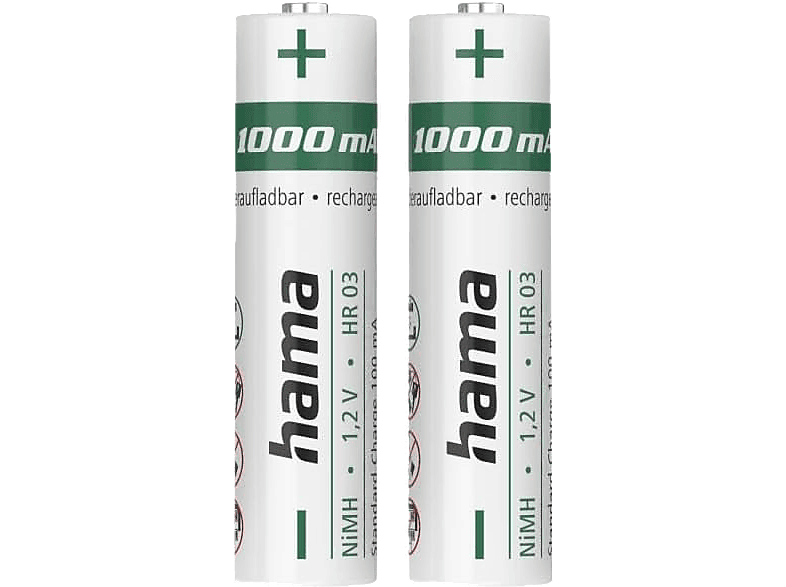 HAMA NiMH AAA 2 Unidades 1000 mAh Carga rápida Blanco