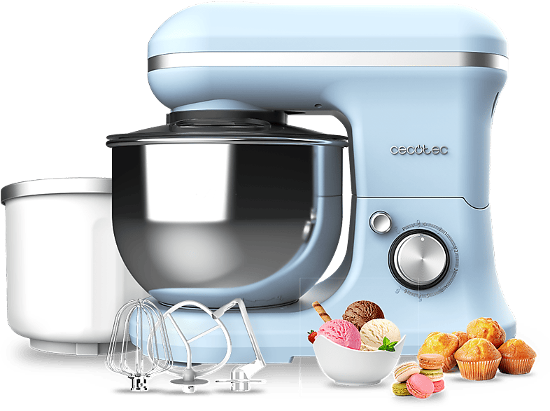Cecotec Cecomixer Merengue 5L 1200 Ice-Cream Blue 1200 W 5L 6 velocidades Movimiento planetario Incluye heladera Blue