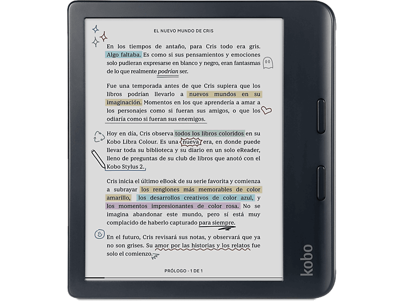 Kobo Libra Colour 7 E Ink Kaleido 3 32 GB FastGLR IPX8 Pantalla color Negro