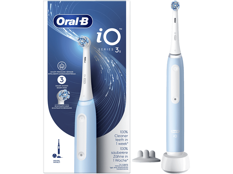 Oral-B iO 3S Cepillo De Dientes 1 Cabezal 3 Modos Sensor de presión Diseñado Por Braun Azul