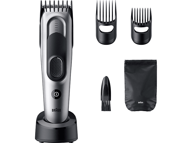 Braun Series 7 HC7590 Memoria SafetyLock 17 ajustes de longitud 2 peines Base de carga 50 min autonomía  Gris