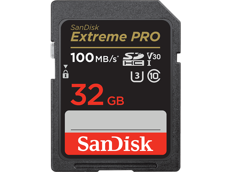 SanDisk Extreme PRO 32 GB Hasta 100 MB/s lectura U3 V30 Clase 10 Vídeo 4K UHD Negro