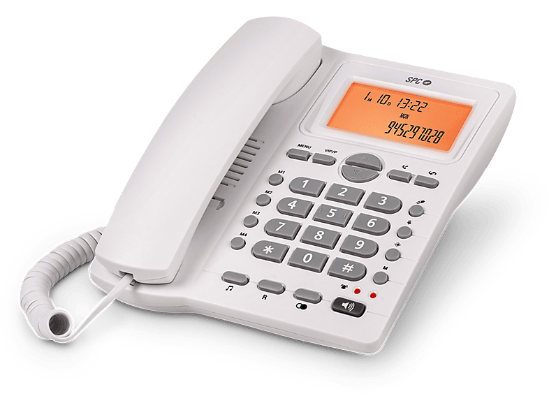 SPC Telecom Office ID 2 Análogo Mute Identificación de Llamada Pantalla Iluminada 4 Memorias Directas Blanco