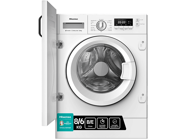 Hisense WD3M841BWIES  8 kg /6 kg 19 programas Lavado Secado 1h Inverter Blanco