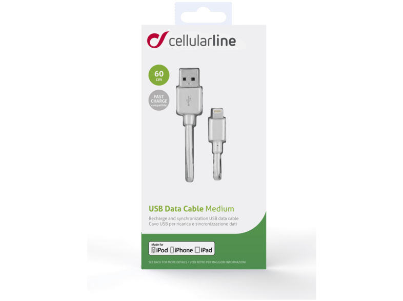 Cellularline 37714 0.6m USB A Lightning Blanco cable de teléfono móvil