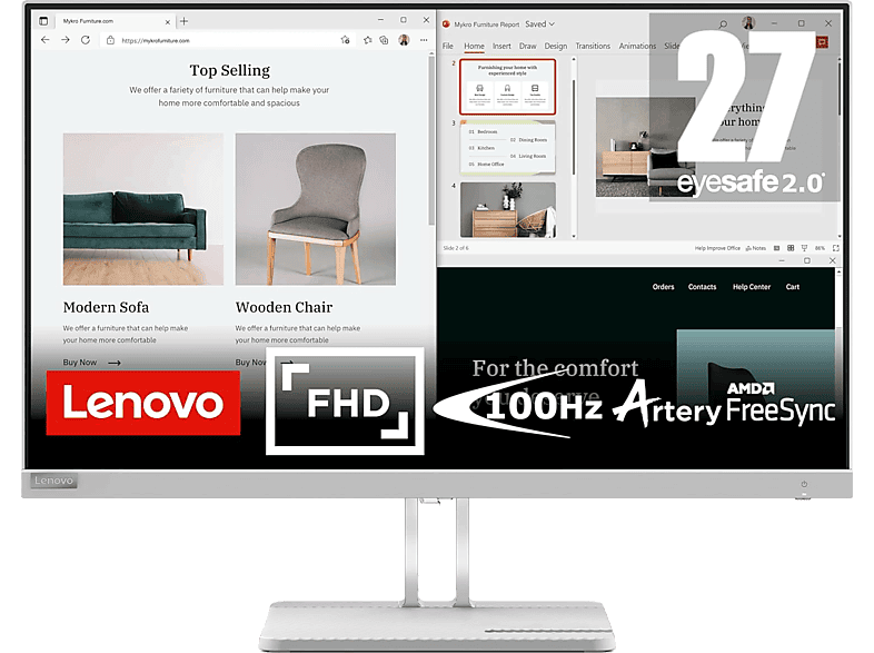 Lenovo L27E-40 27 FHD 4 ms 100 Hz HDMI VGA FreeSync Gris