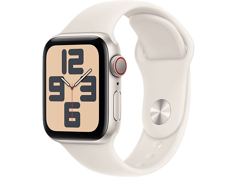 Apple Watch SE (2024) GPS + Cellular 44 mm Caja de aluminio Blanco estrella Vidrio delantero Ion-X Correa deportiva Blanco estrella Talla S/M