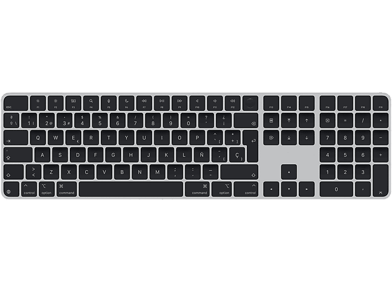 Apple Magic Keyboard Con Touch ID y teclado numérico Teclas Negras Español Bluetooth Gris