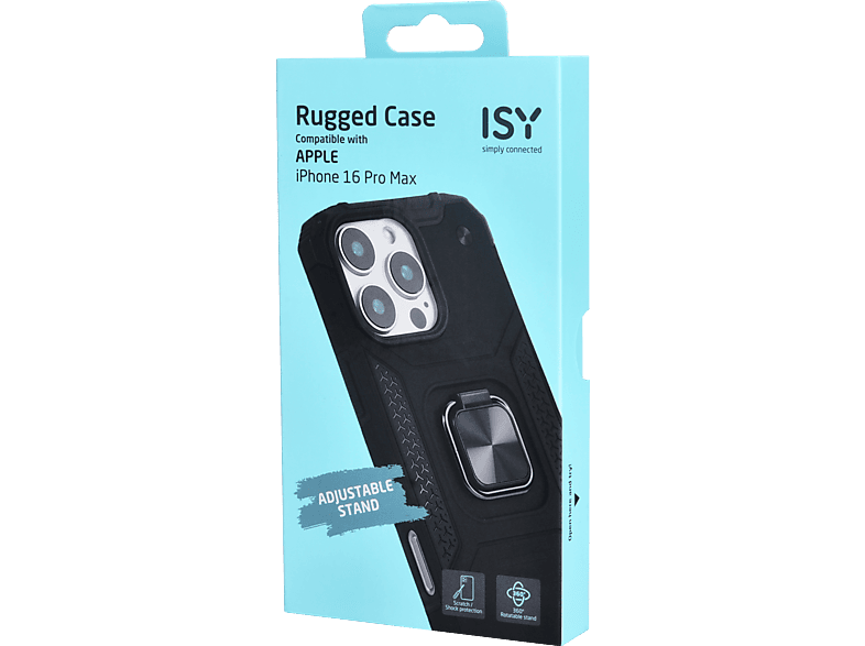 Isy ISC 6108 Compatible con iPhone 16 Pro Max Resistente a Golpes Soporte Plegable Integrado Negro