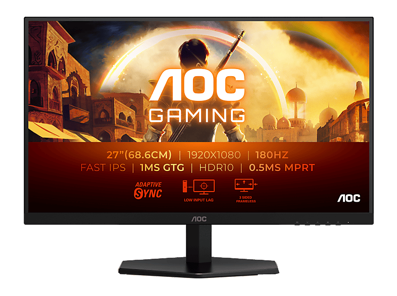 AOC 27G42E 27 FHD 180 Hz Fast IPS 1 ms GtG HDR10 Adaptive Sync. G-Sync Compat. (1920x1080 1x HDMI 2.0 1x DP 1.4) Negro