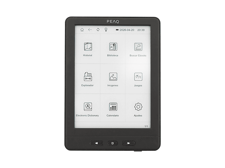 PEAQ Paperlight 6 4GB 1024x758 pixels 16 Niveles de Gris Incluye Funda Protectora Pantalla Retroiluminada Negro