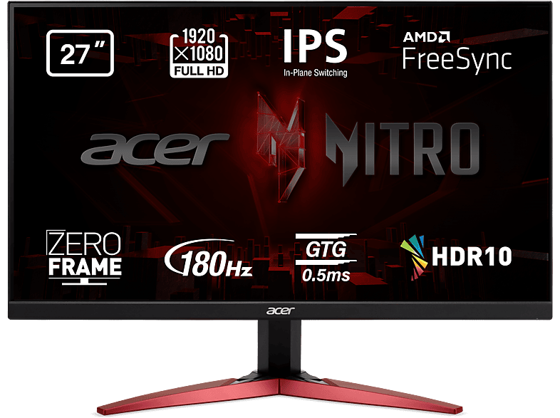 Acer KG271 M3 27 Full HD 1 ms 180 Hz 2 x HDMI(2.0)+ 1 x DisplayPort(1.2)+ 1 x Altavoz AMD FreeSync Premium