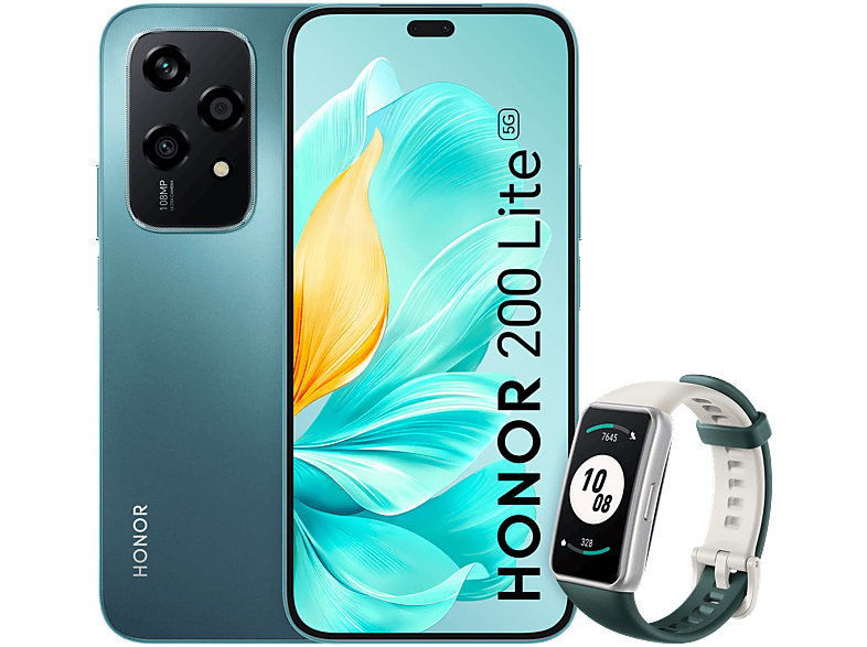 Honor 200 Lite 5G Cyan Lake 256 GB 8 GB RAM 6.7 AMOLED Full HD+ 90Hz Mediatek Dimensity 6080 4500mAh Android + Reloj Honor Band 7