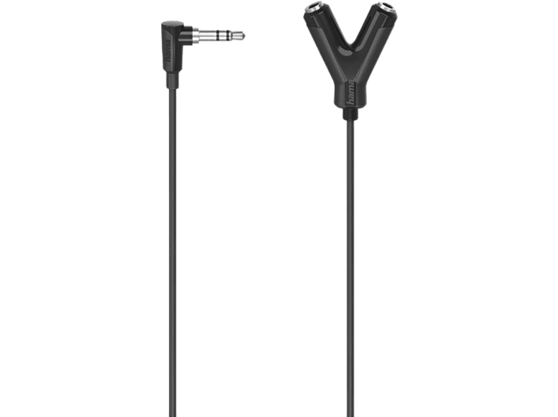 Hama 00205190 De conector Jack 3.5 mm 90º a 2 enchufes Jack 3.5 mm 0.2 m Negro