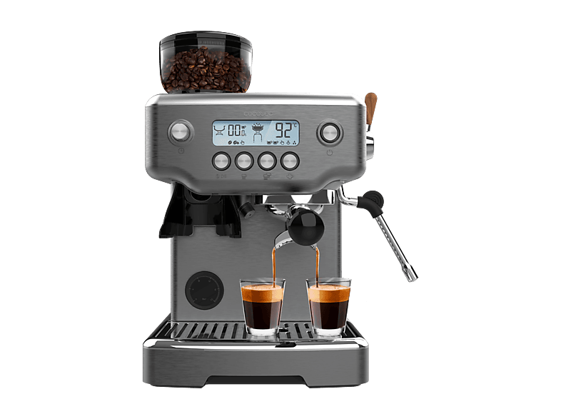 Cecotec Power Espresso 20 Barista Steel & Grind 20 Bares Molinillo integrado Vaporizador Doble Thermoblock 2200 W Plata